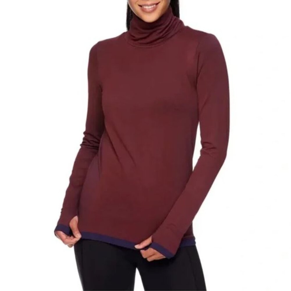Gaiam Trinity Seemless Turtleneck Wine Color Size XL New